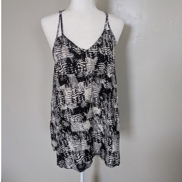 RVCA Tank Womens XS Cage Racerback Black Abstract Print Boho Festival Summer - Picture 1 of 9